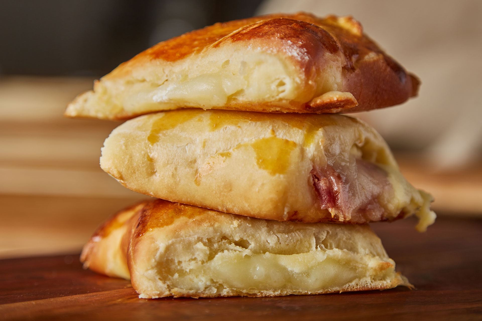 pastry with ham and cheese