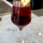Red Sangria on top of a marble counter