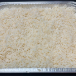catering foil try with white rice