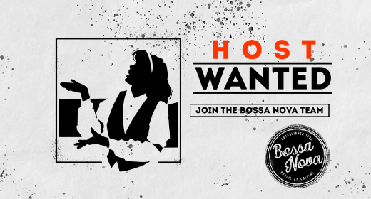woman talking host wanted sign