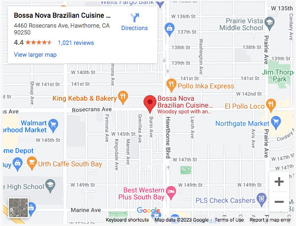 Bossa Nova Brazilian Cuisine Restaurant & Bakery, 4460 Rosecrans Ave, Hawthorne, CA 90250, United States map