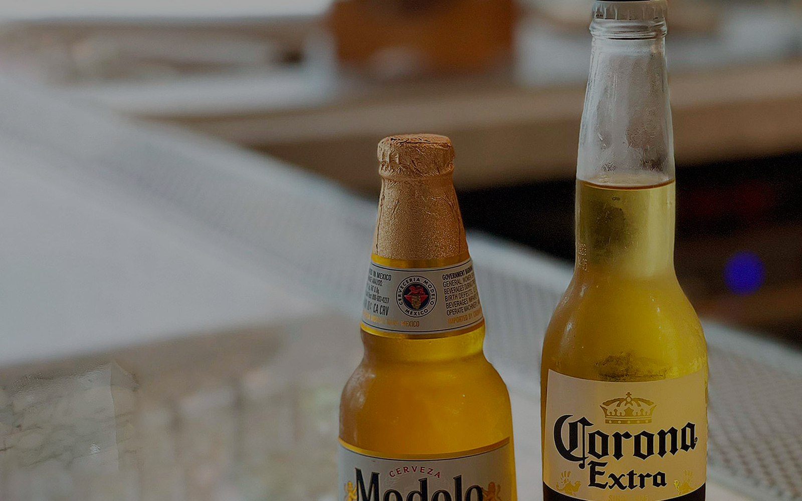 Bottles of Modelo and Corona Extra beer