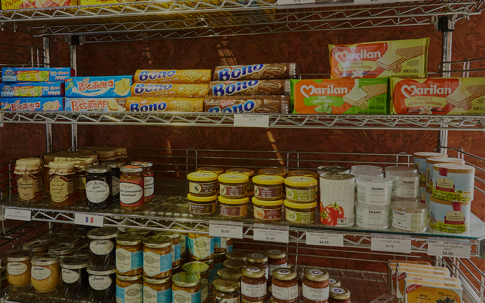 market shelves with a variety of Brazilian products